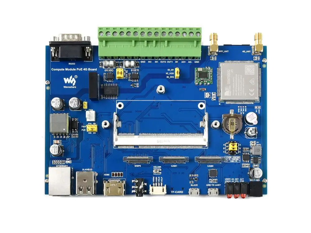 Verkaufen Waveshare Rechen Modul Industrielle IoT Basis Bord, Mit 4G Konnektivität Und PoE Funktion, Für Raspberry Pi CM3 / CM3 + Serie