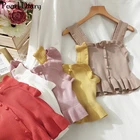 Женский топ с воланом, без рукавов, на пуговицах