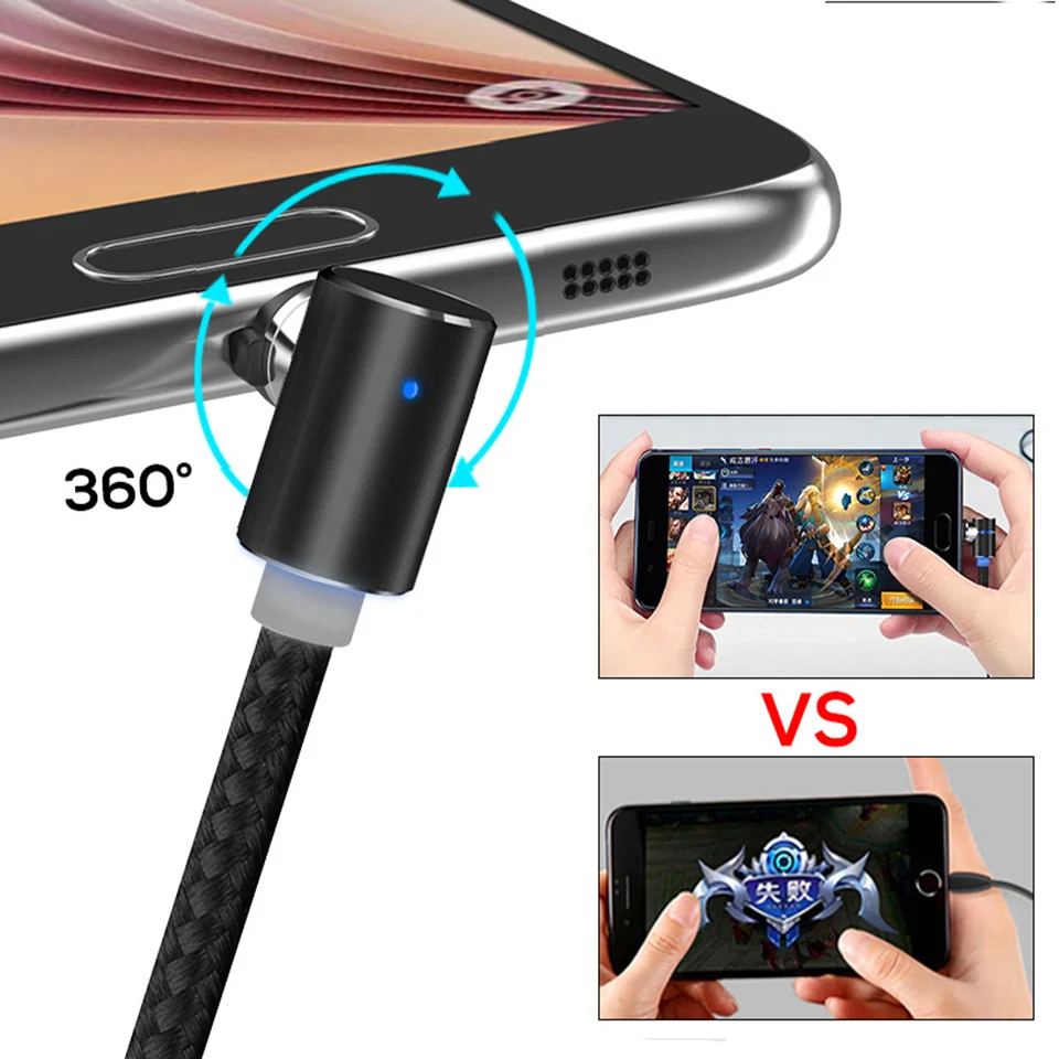 Магнитный кабель Micro Usb для IPhone X Xr 8 7 6s Plus samsung зарядки под углом 90 градусов type C