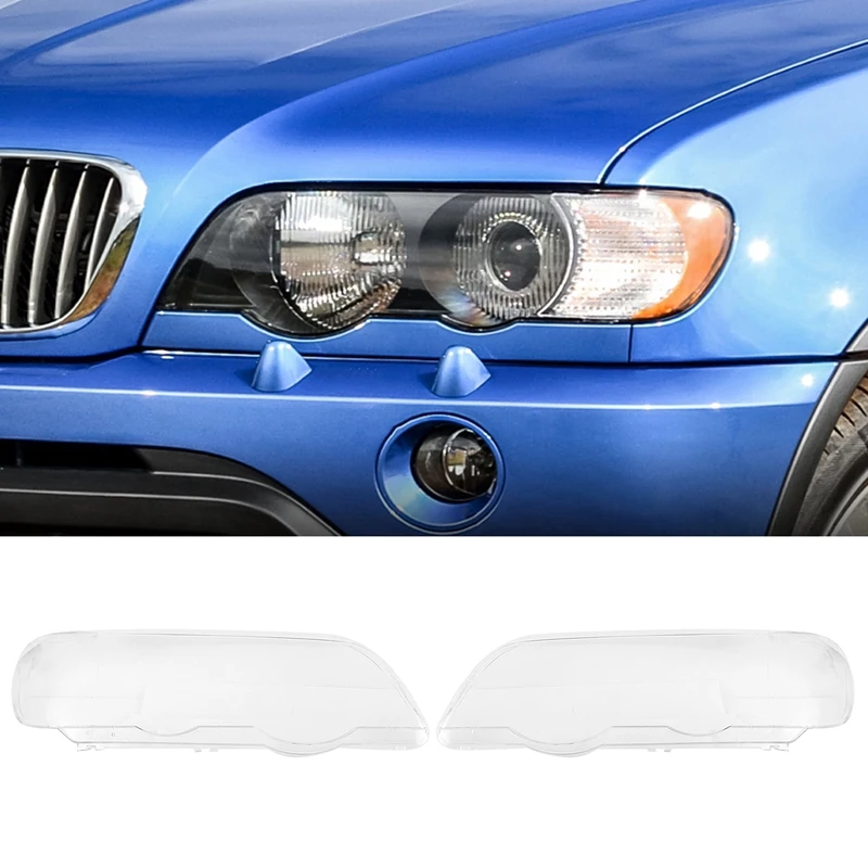 2Pcs for -BMW X5 E53 2000-2003 Car Headlight Lens Cover Replacement Head Light Lamp Lampshade Glass Shell (Left+Right) | Автомобили и