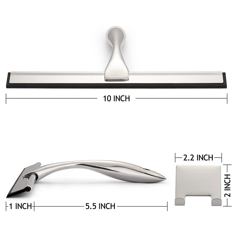 

2021 All-Purpose Shower Squeegee for Shower Doors, Bathroom, Window and Car Gl - Stainless Steel, 10 Inches