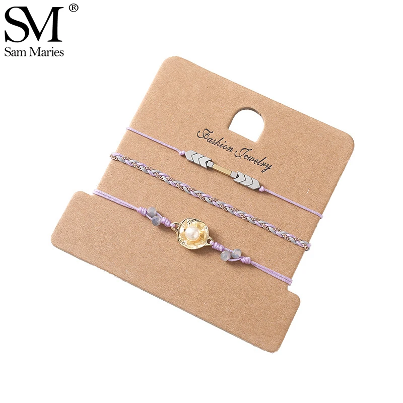 Браслеты ручной работы с бусинами подвески в виде стрелы набор регулируемых