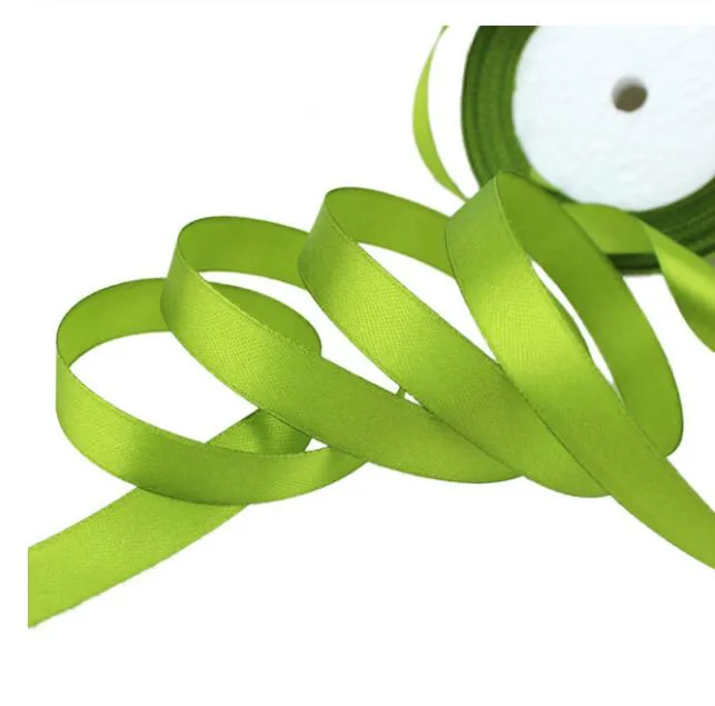 Fruit Green 50 ярдов/рулон) ленты из органзы оптом украшения, подарочная упаковка Рождество шелковыми лентами кружевной ткани 12/15/20/25/40/50 мм - Цвет: Fruit Green