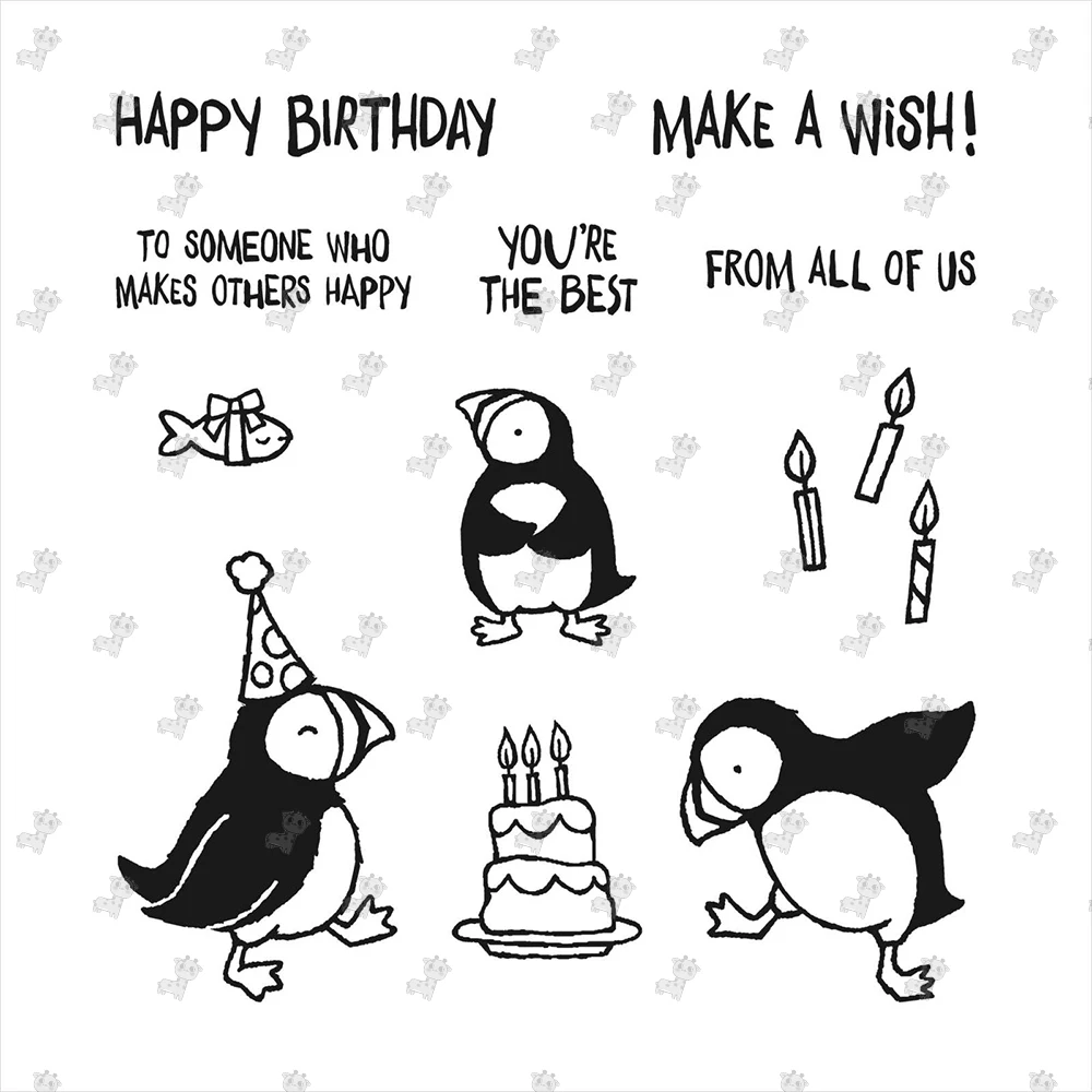 

Penguin Fish Cake HAPPY BIRTHDAY MAKE A WISH Metal Cutting Die And Stamps Scrapbooking DIY Decoration Albums Embossing Stencil