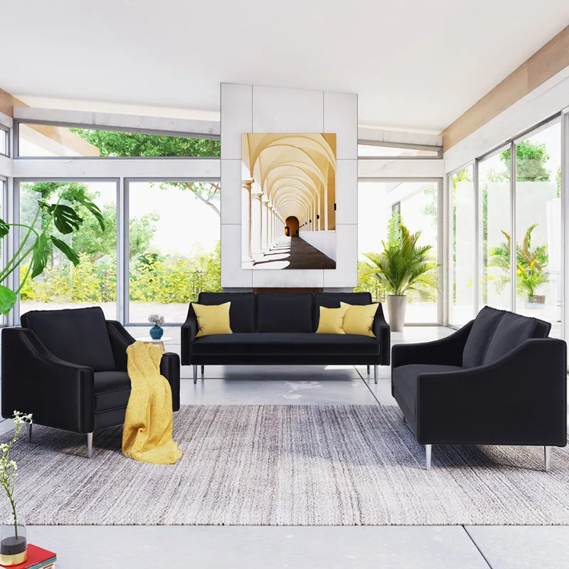 

Morden Style Sofa Set Couch Furniture Upholstered Armchair, Loveseat And Three Seat For Home Or Office