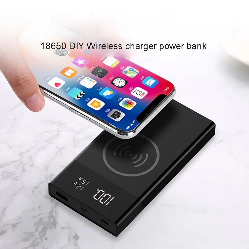 Новинка 6x18650 аккумулятор DIY Qi Беспроводное зарядное устройство QC3.0 USB Type C PD Power Bank