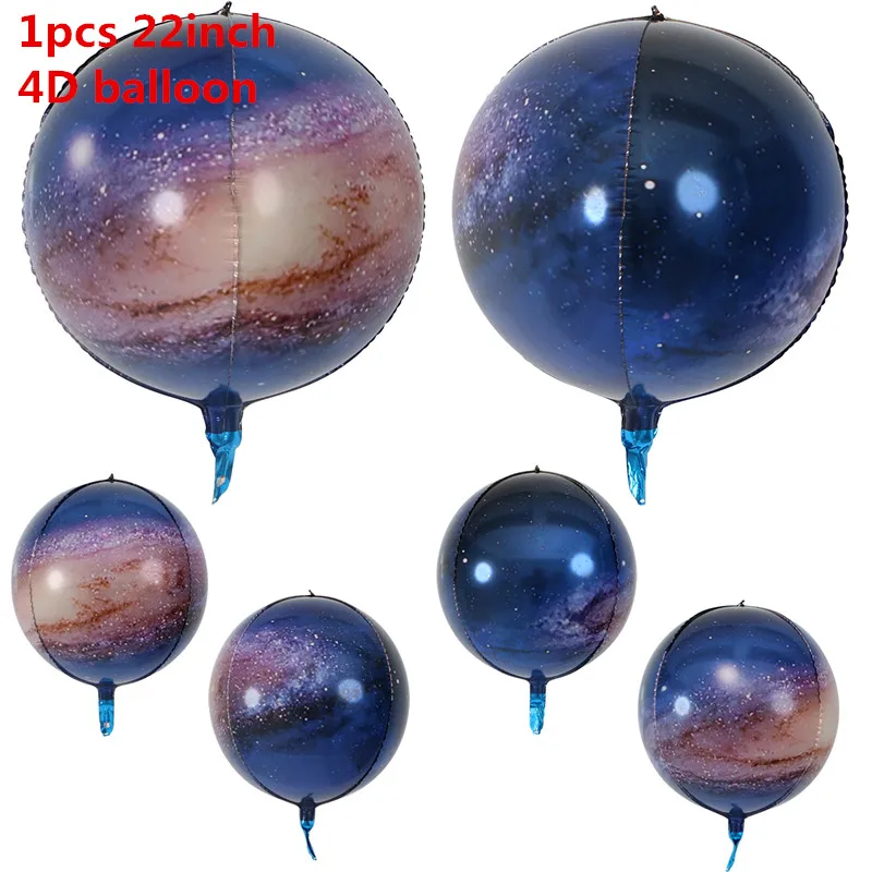 1pcs 4D 1 шт. воздушный шар из фольги в космическом космосе для маленьких мальчиков, игрушки с днем рождения и планетой, вечерние украшения для изучения земной тематики - Цвет: 1pcs 4D