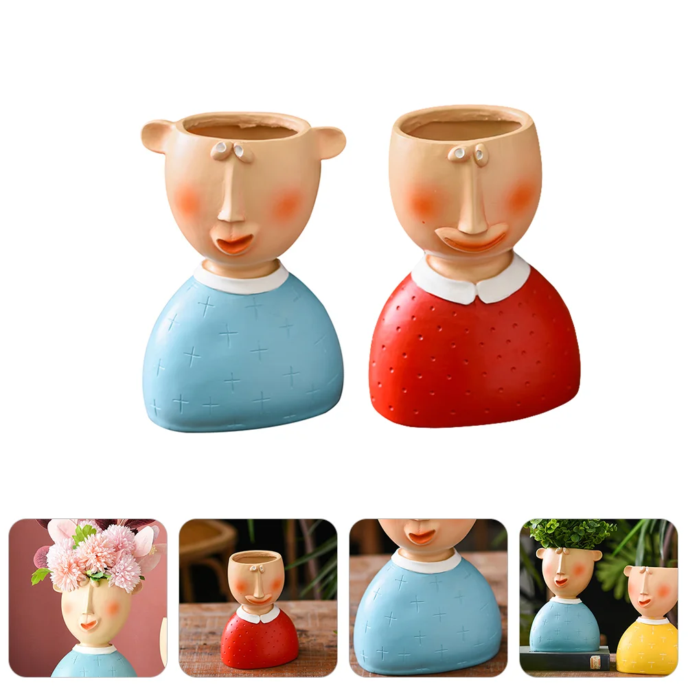 

2pcs Art Portrait Flower Pots Portrait Flowerpots Abstract Face Planters