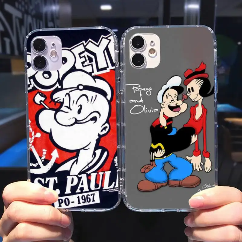 

Silicona, Dibujos Animados, Popeye, Sailor Phone Case Transparent Case For Iphone 6 6s 7 8 Plus XR X XS 11 12 Pro Max