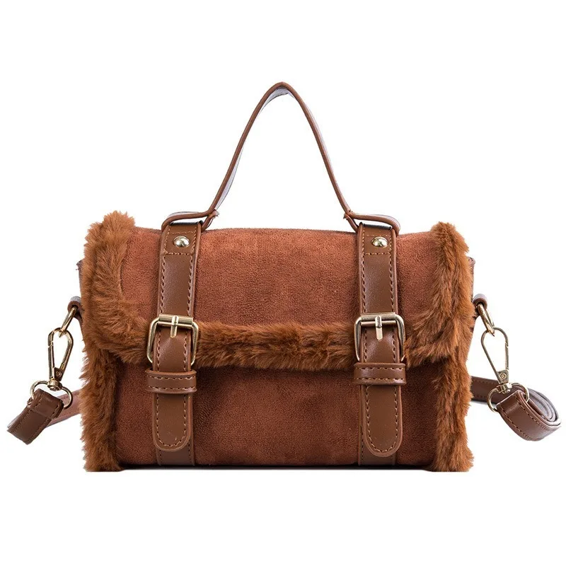 

Plush bag 2020 new winter fashion retro handbag fashion plush handbag purses and handbags