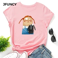 jfuncy womens tee shirt short sleeve cotton t shirt new cartoon print woman tshirt summer women tops female clothes