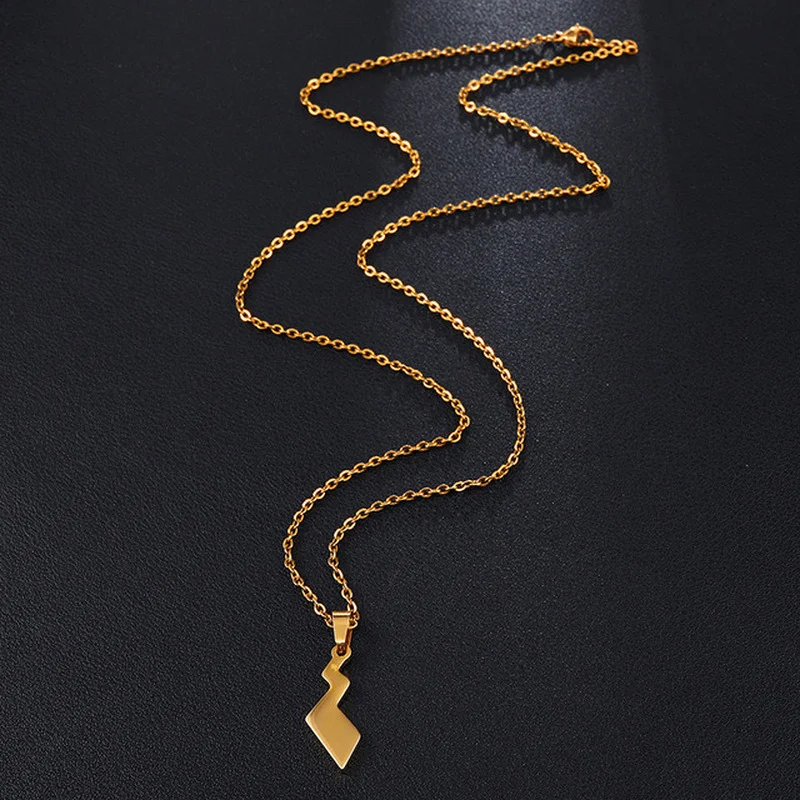 

Pikachu Couple Necklace 25.5CM Stainless Steel DIY Anime Peripheral Pendant Long Necklace Elf Necklace Women Iced Out Chain