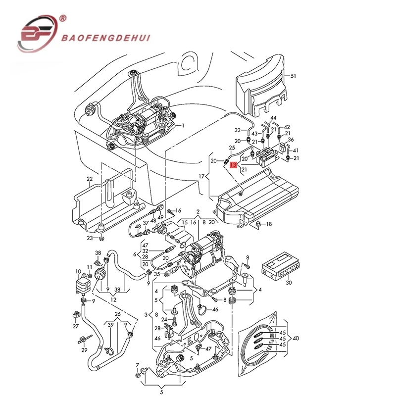 

Solenoid Valve Assembly For Air Pump Pressure Release 4H0616013 For Audi 3.0 FSI/4.0 4.5 5.0 TFSI/3.0T Allroad Quattro