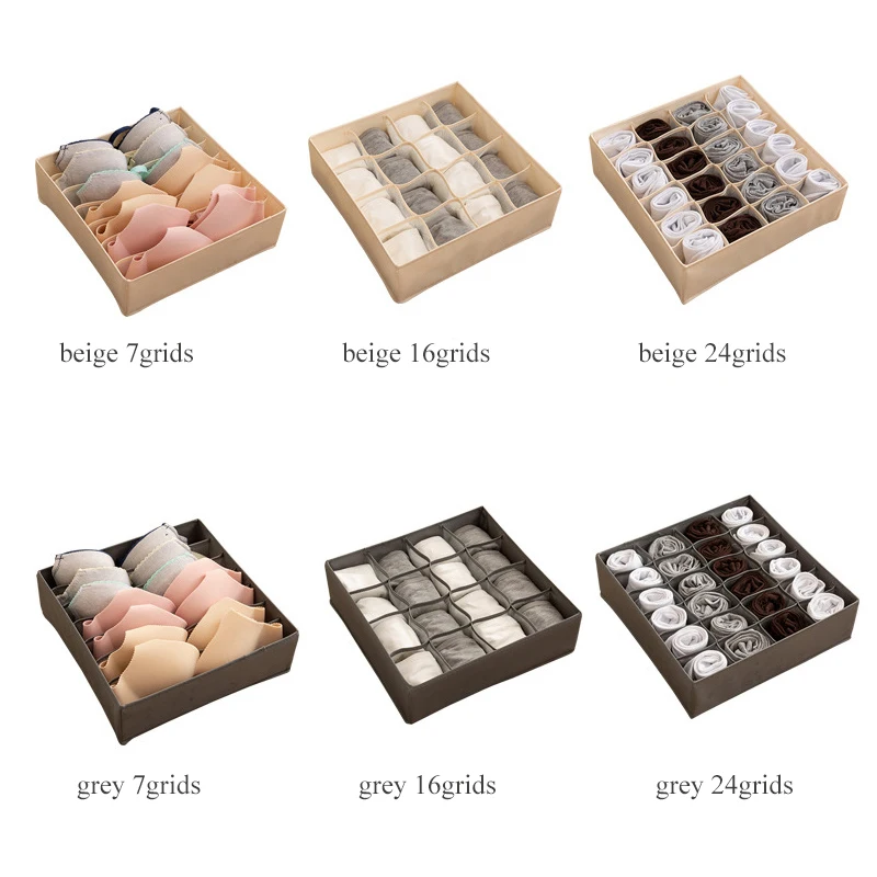 

Creative Multi Grid Storage Boxes Practical Foldable Non-woven Box Multifunction Underwear Bra Scarfs Socks Separated Organizer