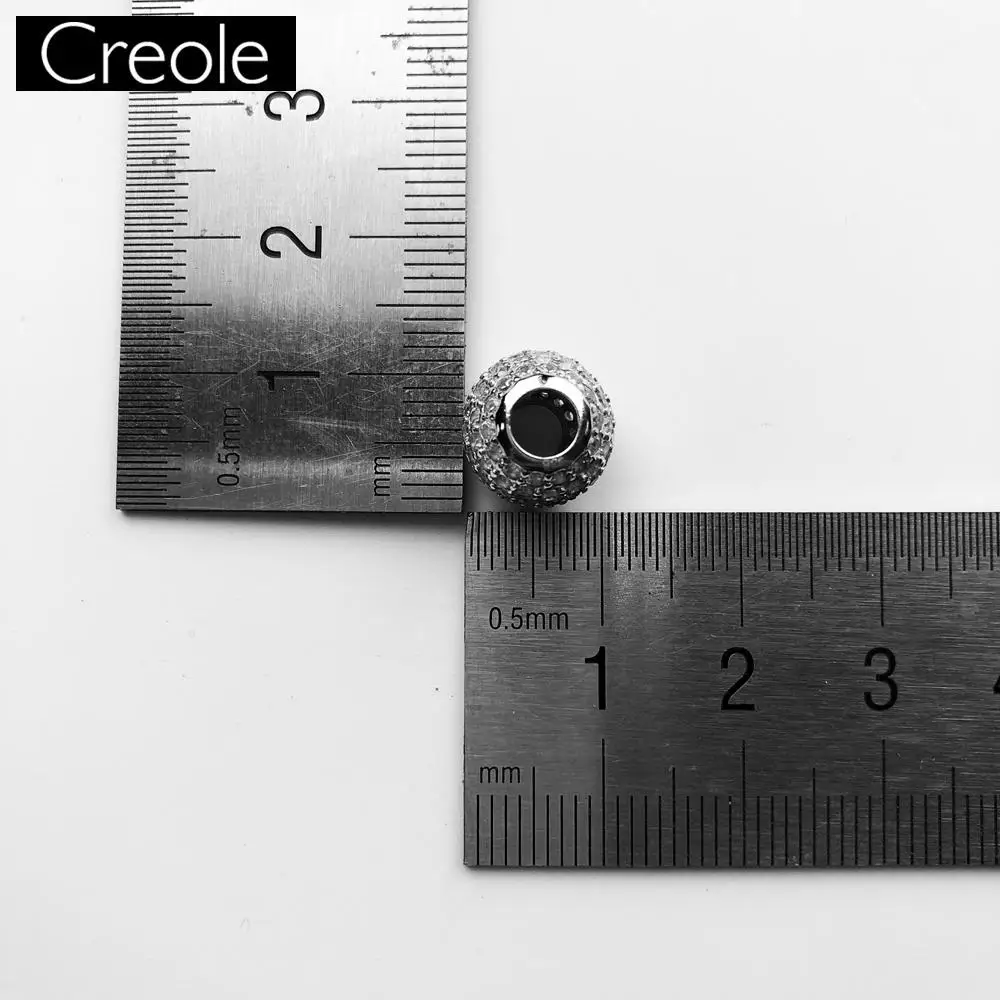 Бусины кулон белого кубического циркония со стразами с большим отверстием для