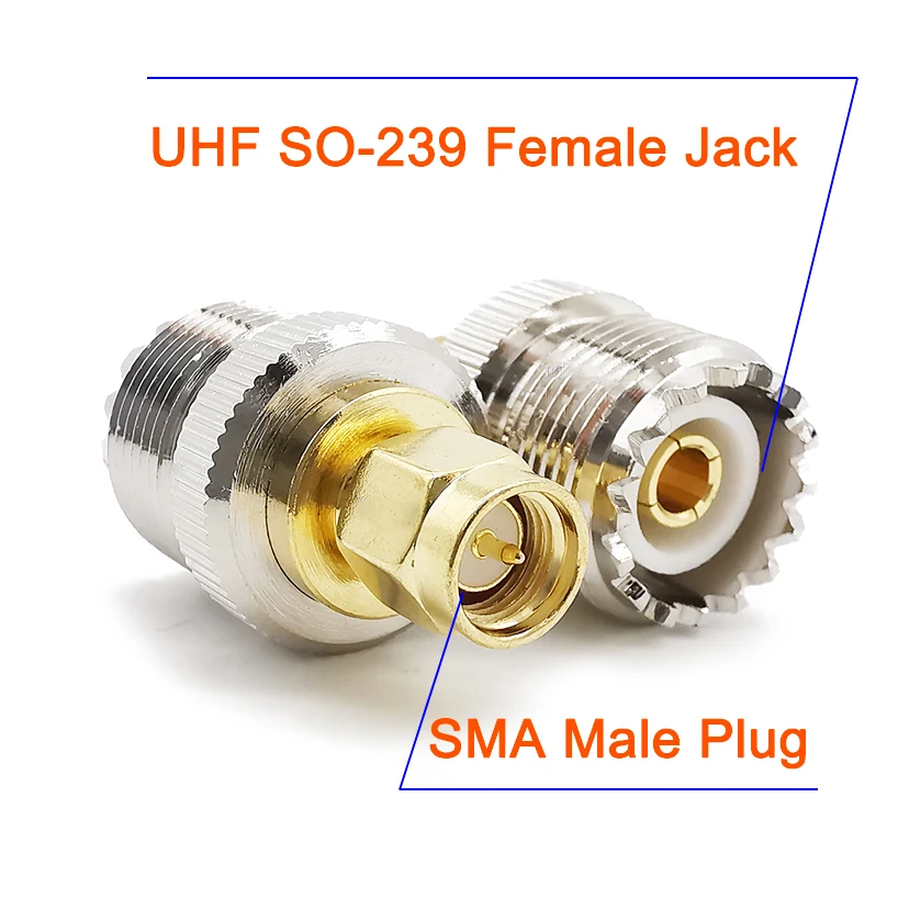 

4Pcs SMA Male To UHF SO-239 SO239 Female Straight RF Coaxial Adapter UHF Jack To SMA Plug Coaxail Cable Antenna Wire Connector