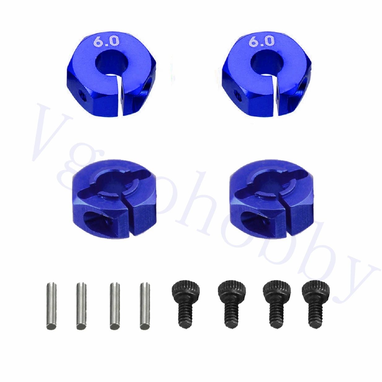

4PCS 12mm 6.0 Wheel Hex Drive Hub Adapter Combiner with Pins Screws for HSP HPI Redcat Tamiya Traxxas D90 1/10 RC Car,Navy Blue