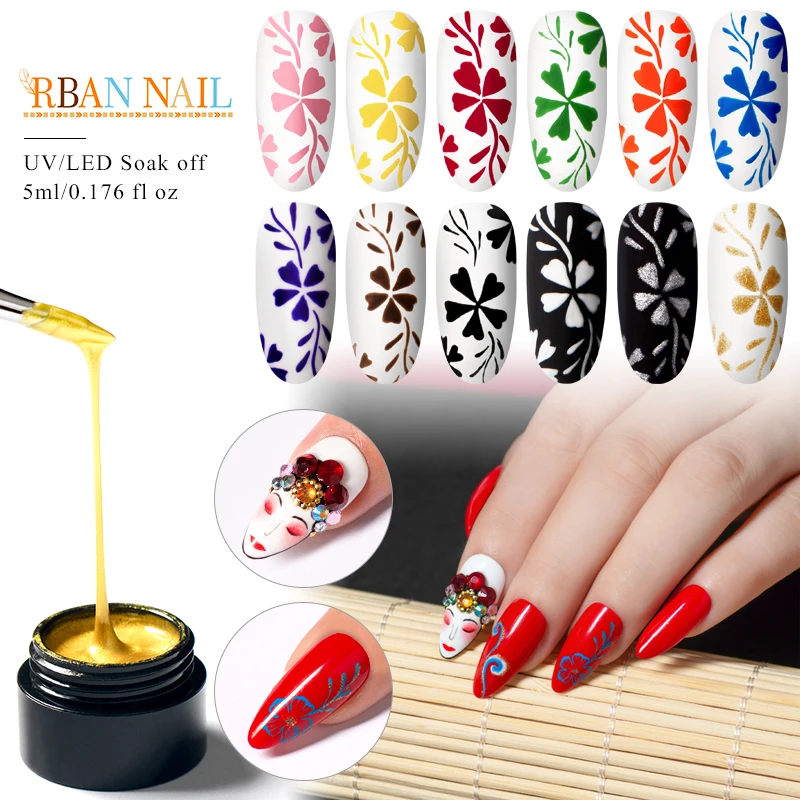 RBAN NAIL 5 мл краска УФ-гель для ногтей чистый цвет кончик Рисование носки с гелевой