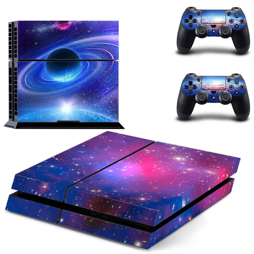 

Romantic Galaxy Star Sticker Cover for Sony PS4 Console Vinyl Skin with 2 Controllers Decal Sticker for Playstation 4 Gamepad