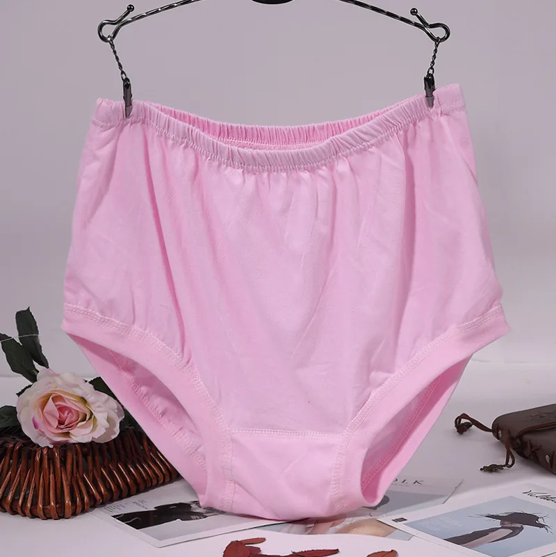 

Plus Size Cotton Briefs Women's Lingerie High Waist Panties Solid Print Underpants Summer Breathable Underwear Female Intimates