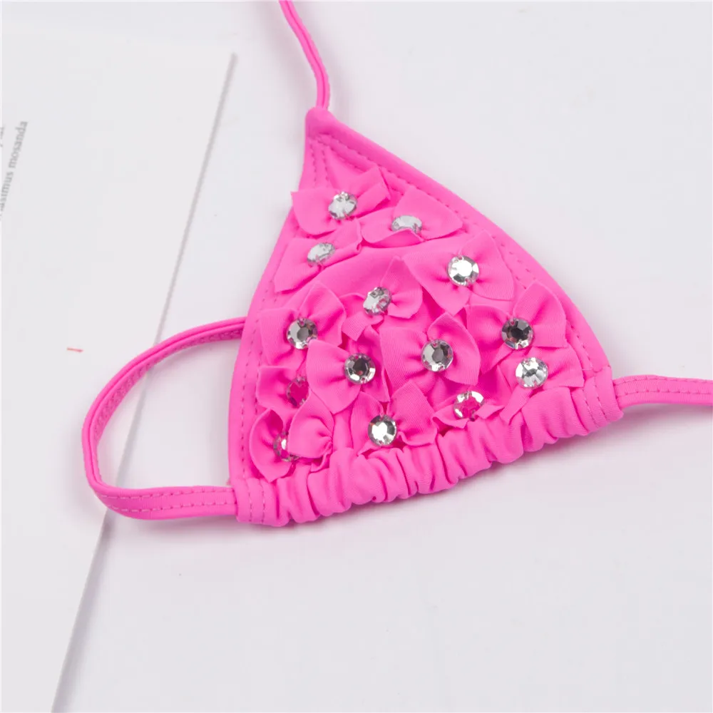 Однотонные Детские бикини с оборкой для девочек детский купальник украшением из