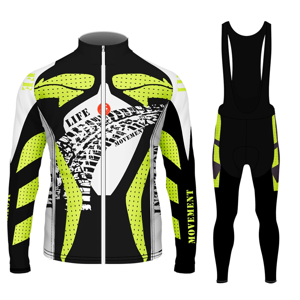 2020 Мужская мода Велоспорт Джерси Набор сухой Тонкий с длинным рукавом велосипед