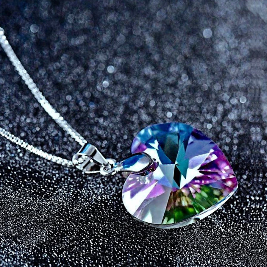 Оригинальные кристаллы от Swarovski сердце кулон ожерелья Висячие Серьги Комплекты украшений для женщин влюбленных подарок Прямая