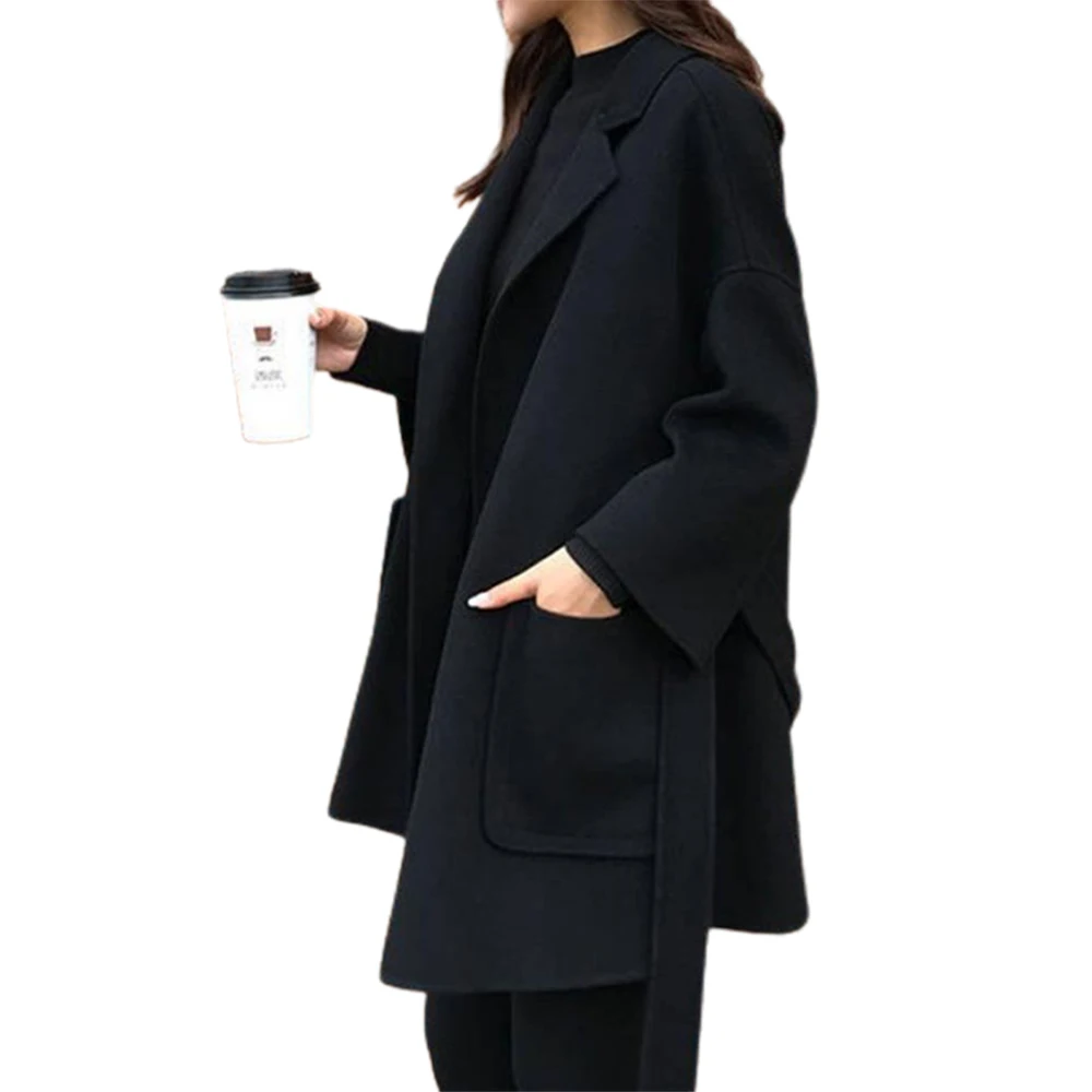 

Womens Trench Coat Lapel Buttons Overcoat Long Cardigan Baggy Loose Jackets Tops Manteau Femme Hiver
