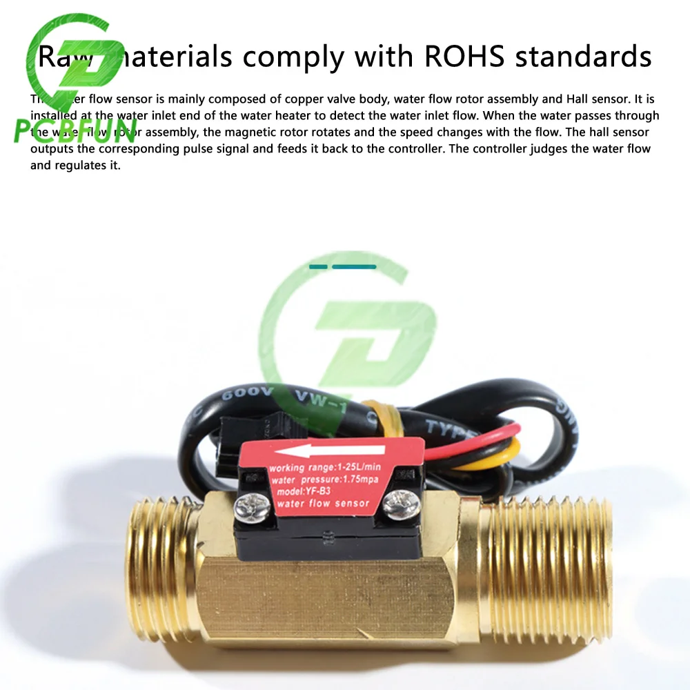 YF-B3 G1/2 Water Flow Hall Sensor Switch 1-25L/min DC 5-18V Meter for Industrial Control | Электронные компоненты и