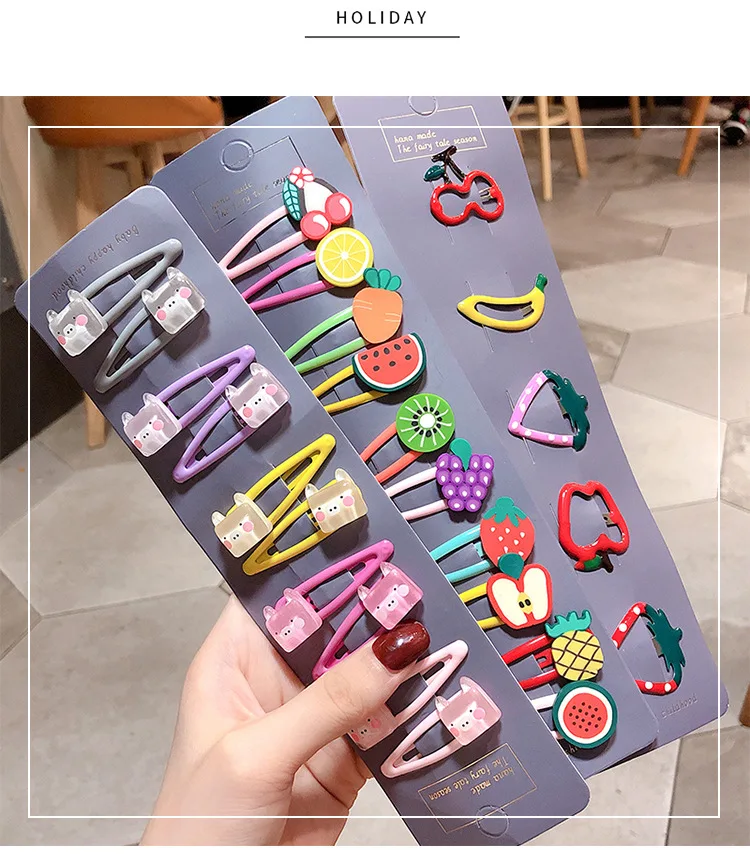 5/10/15 шт./компл. блестящие красочные зажимы для волос принцессы с фруктами и