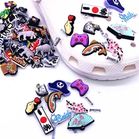 dropshipping animals shoe charms pvc best plum flower fan deaigner shoes sandals accessories for croc jibz kids party gifts