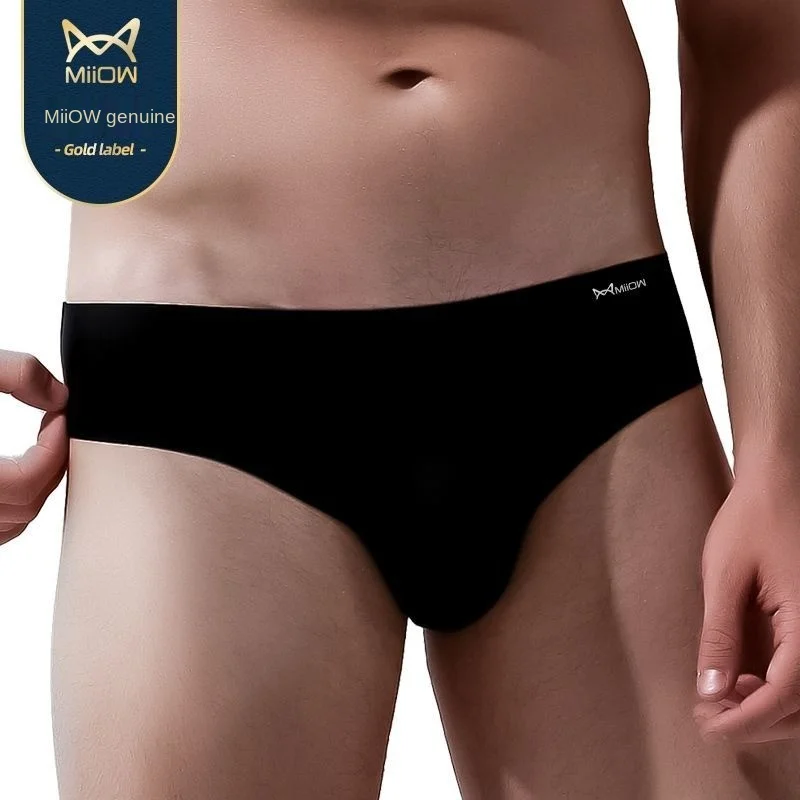 

Miow Men's Triangle Underpants Ice Thin Breathable Traceless One Piece Triangle Underpants Youth Sexy Shorts