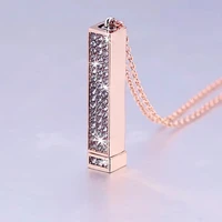 personality carving retractable three dimensional rod pendant diy customized name bar necklace double diamond