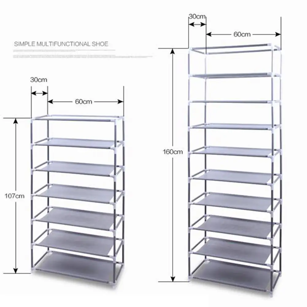 

10 Layer Stainless Steel Shoes Shelf Easy Assembled Shoe Rack Cabinet Shoes Organizer Stand Holder Keep Home Neat Shoe Box