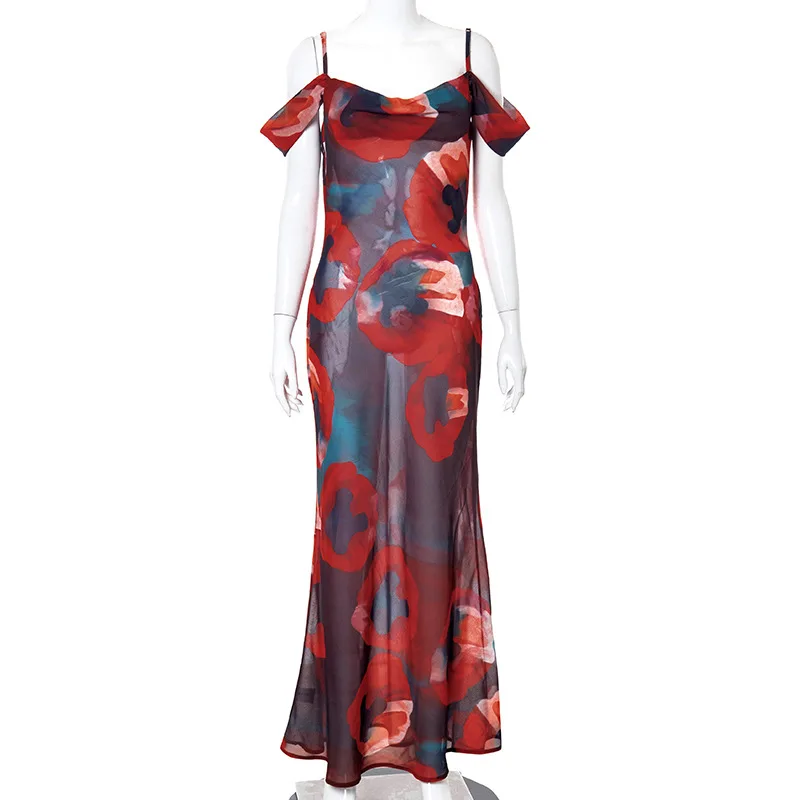 

Fashion Print Sexy Slip Maxi Dresses Women Summer 2021 Holiday Sleeveless Club Party Long Dresses Elegant Clothes