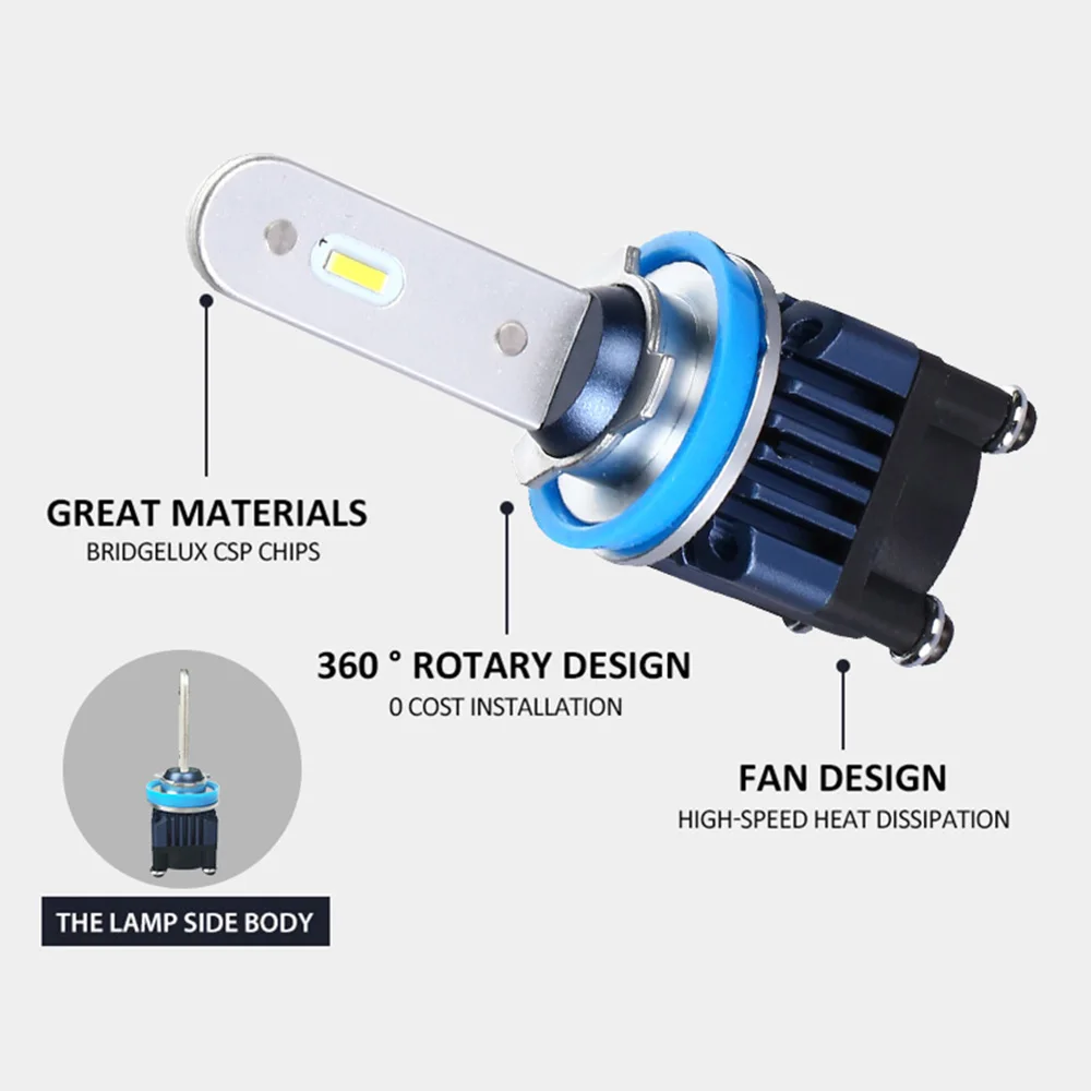 

OKCFTC H7 LED H4 H1 H8 H9 H11 9012(HIR2) 9005HB3 9006HB4 Automobile headlight bulb Turbine automatic fog light 80W 16000LM 12V