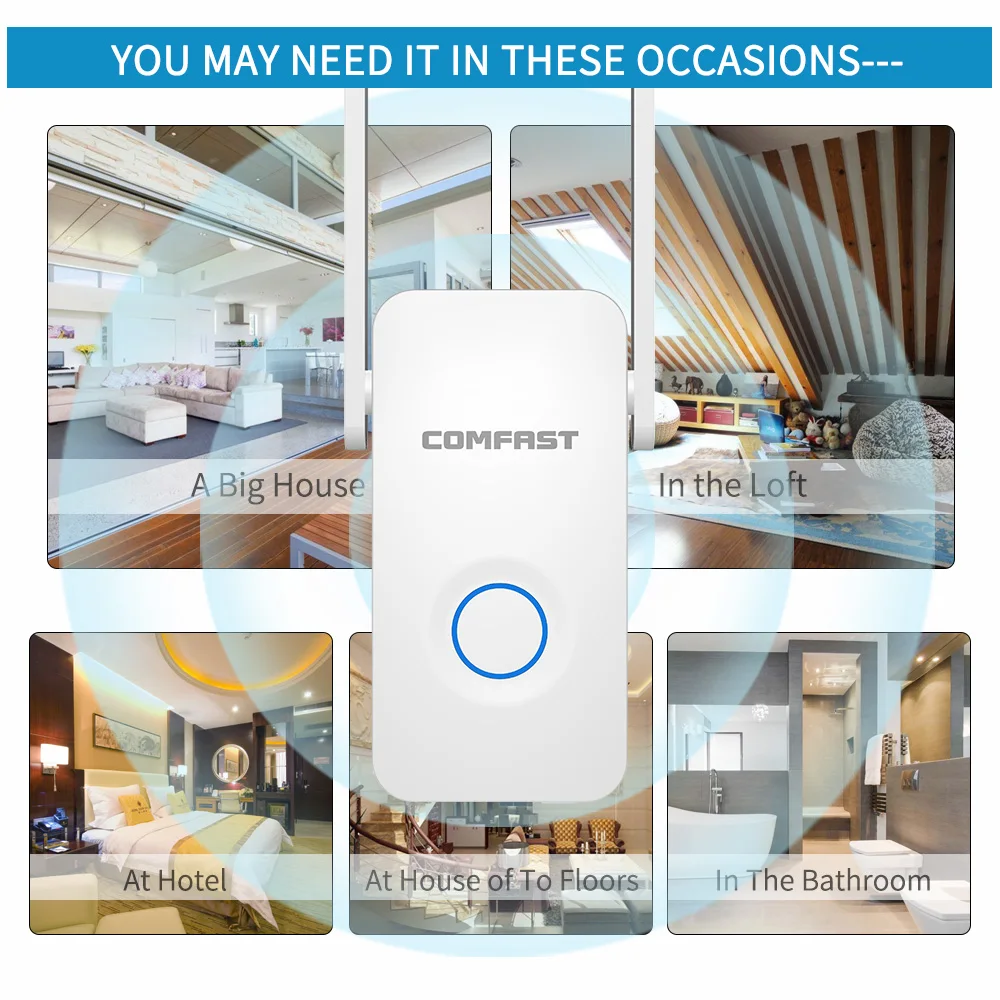1200Mbps WiFi Extender Internet Signal Powerful Dual Band Wireless Repeater 2.4GHz 5GHz Wi-Fi Antenna |