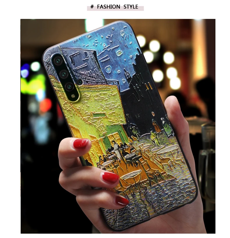 Винтаж Звездная ночь картина маслом рельефный чехол для huawei nova 5 Pro, nova 5i pro, nova 4, nova 4e(P30 Lite) крышка