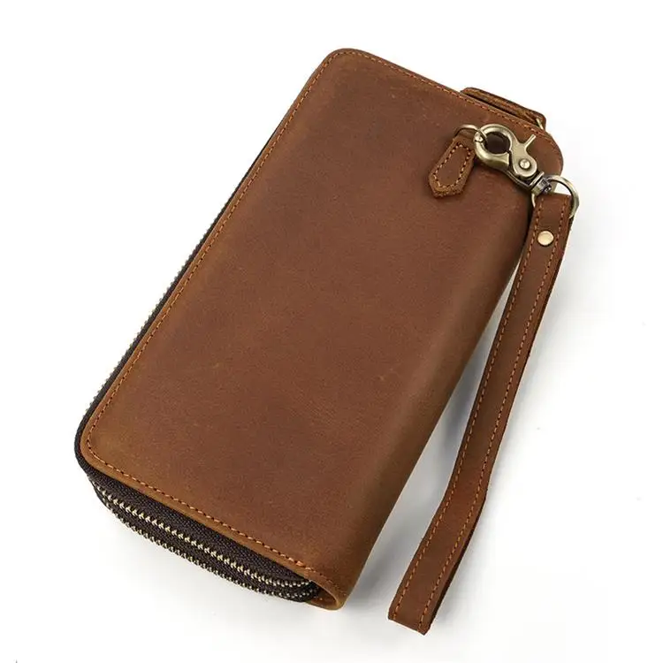 Design 3 Light Brown MAHEU, Большой Вместительный мужской кошелек из натуральной кожи, мужской кошелек, кошелек, много слотов для карт, кожаный кошелек с ремешком на запястье, черный - Цвет: Design 3 Light Brown