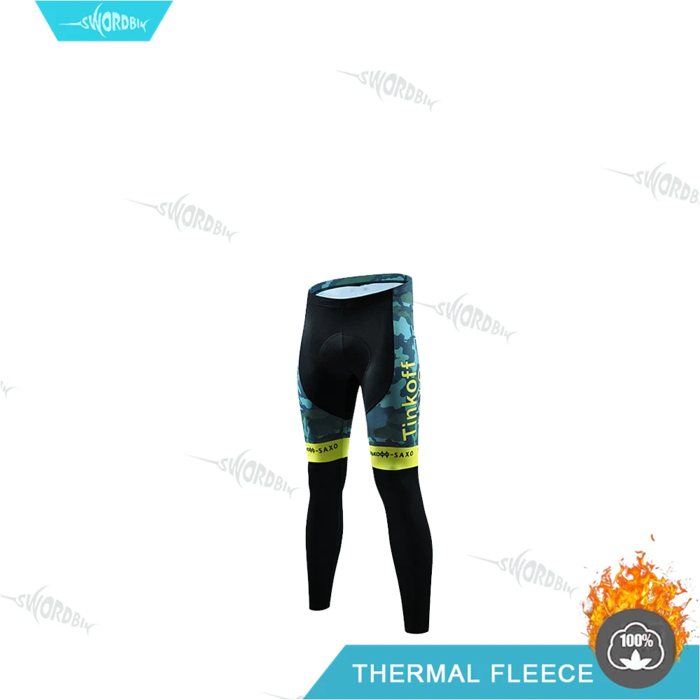 Pants Велоспорт одежда для мужчин Pro Team Велоспорт трикотажный комплект Tinkoff Мужская зимняя одежда флуоресцентный цвет Тепловая флисовая одежда комплект с длинными рукавами MTB Uninform - Цвет: Pants
