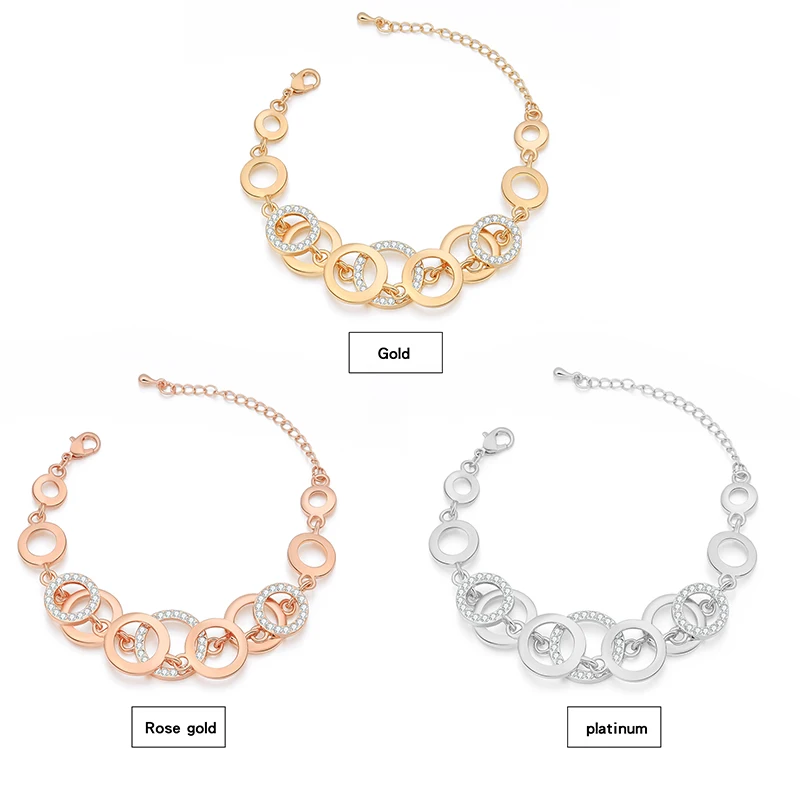 Многослойный Круглый Женский браслет из розового золота 2020 пробы с кругами и