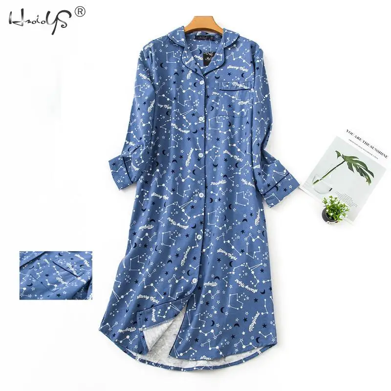 

Nightgown Pyjamas Women's Sleepwear Lady Cotton Long Nightdress Plaid Cartoon Pyjamas Loungewear Nightwear With Pocketed