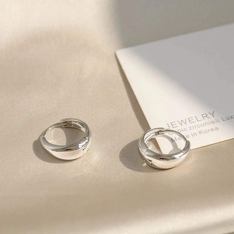 

925 Sterling Silver Punk Oval Charm Stud Earring For Women Girls Ear Buckle Retro Jewelry Pendientes Accessories eh077