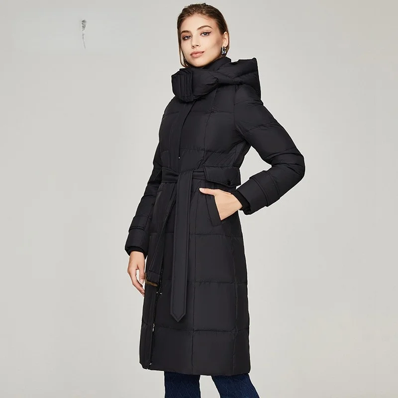 Thick Down Parka Women with Hood Down Jacket 2021 Fashion Long Straight Winter Coat Elegant Pocket Plus Long Warm Thick Outwear