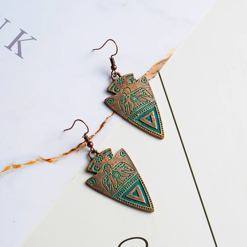 Женские винтажные серьги подвески в этническом стиле бронзовые висячие ретро