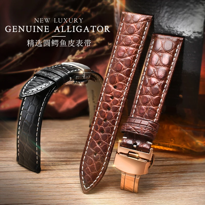 

Crocodile Leather Alligator Strap for Longines Master Omega Men and Women Butterfly Clasp Watchband 12 14 16 18 20 22 24mm belt