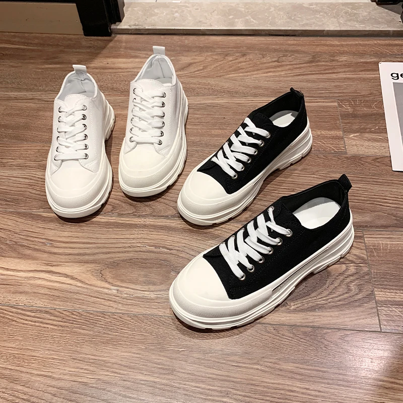 

Shoes Woman 2021 Clogs Platform Casual Female Sneakers Flats All-Match Round Toe Modis New Creepers Dress Summer Small Cute Fabr