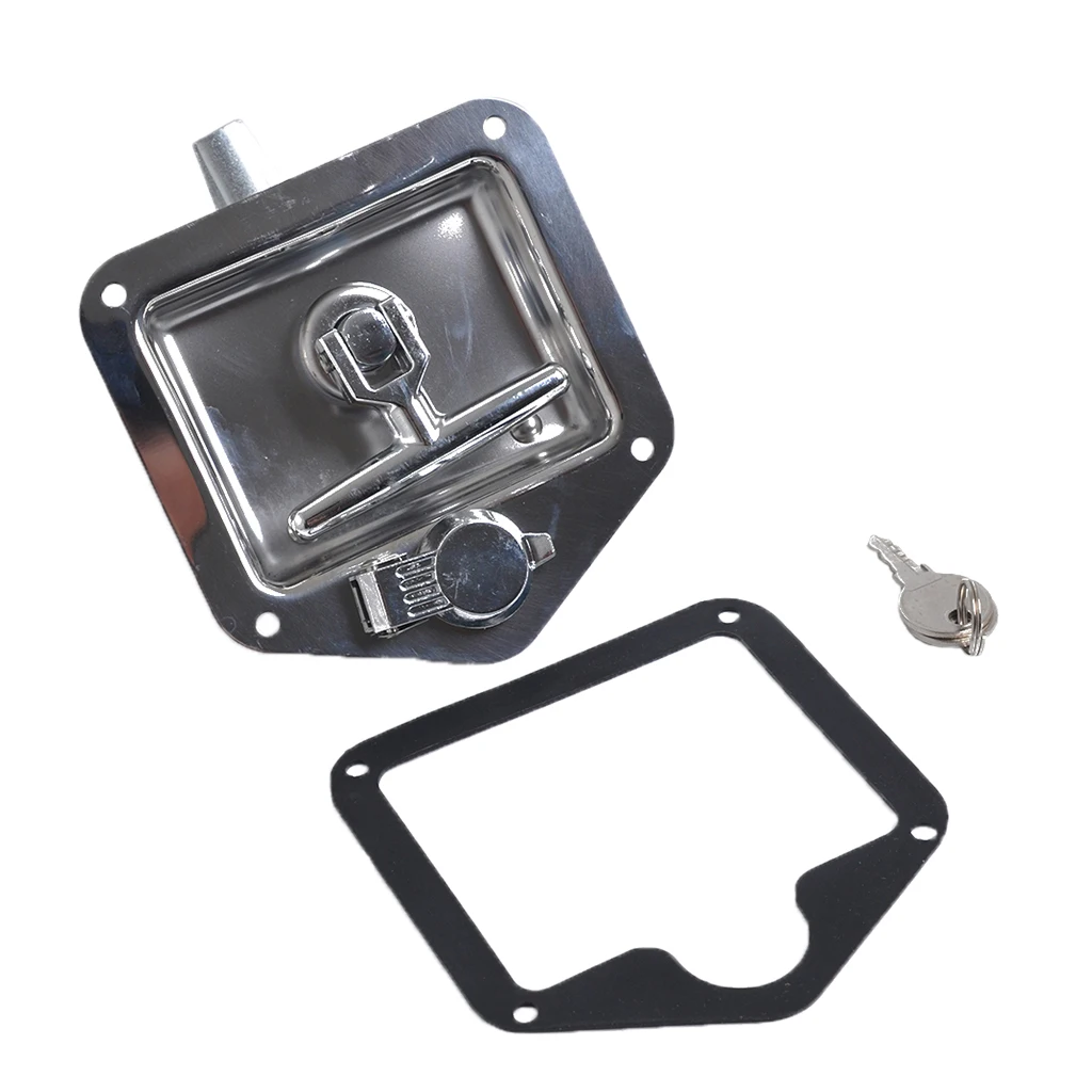 

Silver Recessed Stainless Folding T Lock / Handle Trailer with Gasket Kit