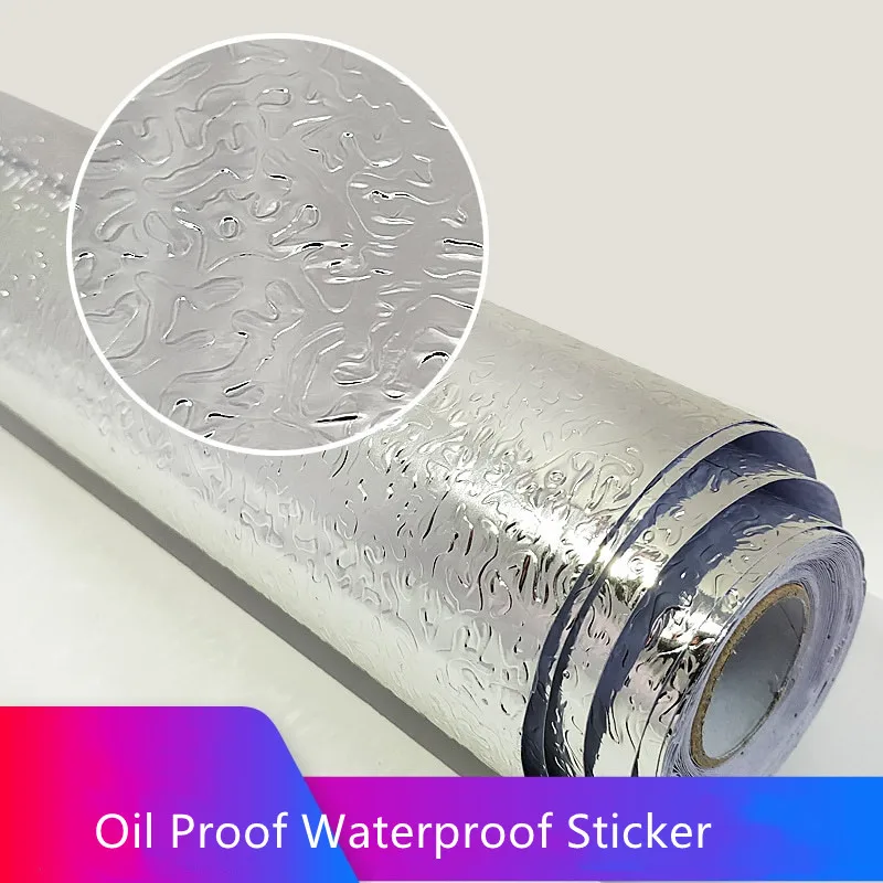 Kitchen Oil Proof Fire Prevention Waterproof Sticker Aluminum Foil Stove Cabinet Stickers Wallpapers DIY Wall | Дом и сад