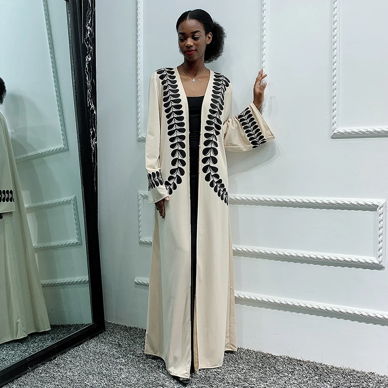 Женское платье абайя Siskakia абрикосового цвета с принтом для Ближнего Востока